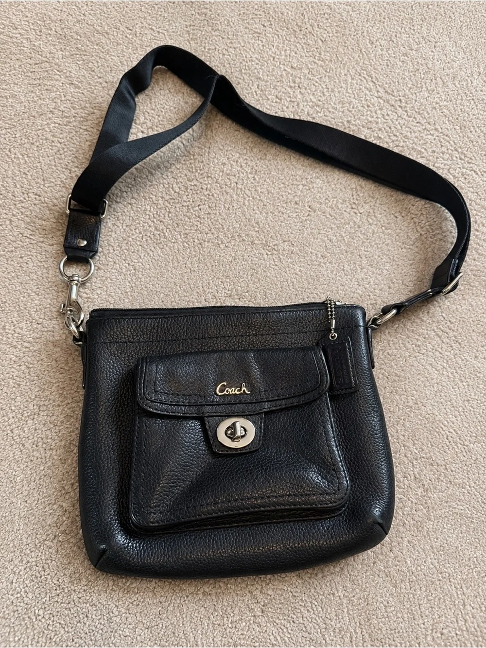 Coach Black Pebbled Leather Crossbody Bag